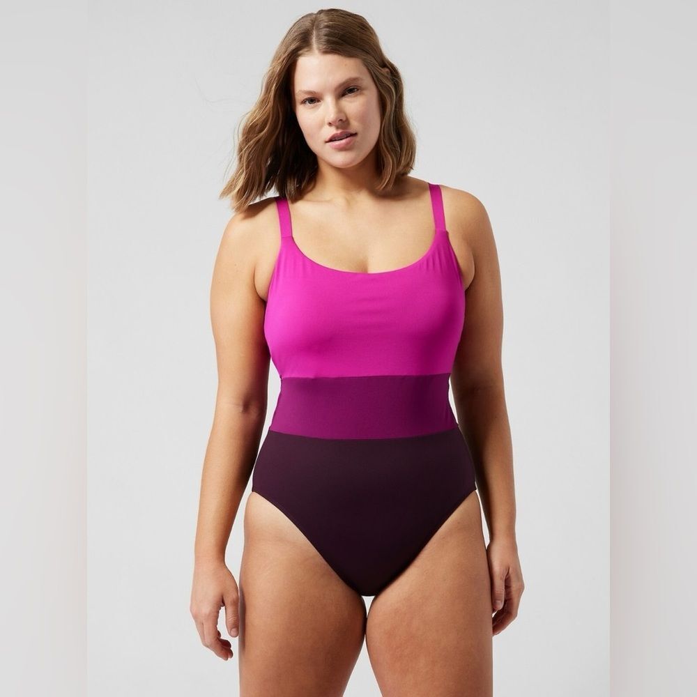 Athleta Coastline One Piece Swimsuit Electric Fuchsia Size XL